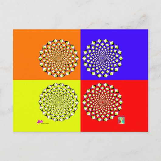 Vier vierkante Briefkaarten (Voorkant)