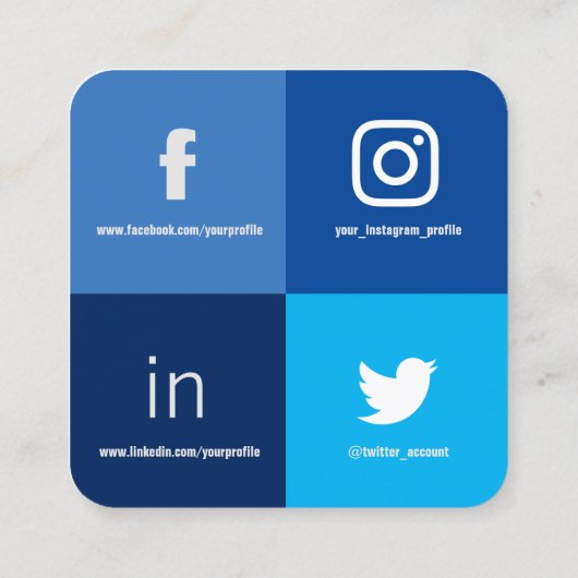 Vier vierkante gespleten moderne cover vierkante visitekaartje (Achterkant)