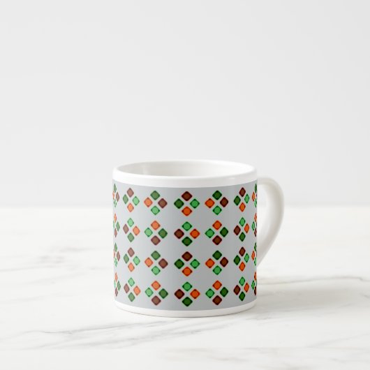 Vier vierkanten Sinaasappel Groen Espresso Kop (Voorkant rechts)