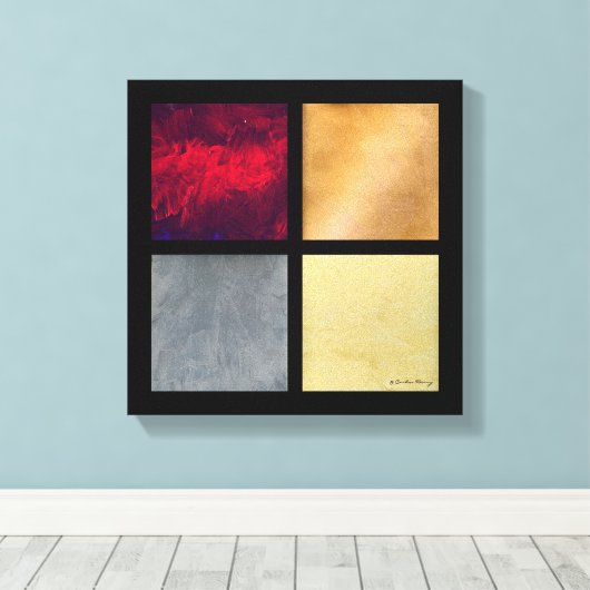 Vier vierkantjes 001 canvas afdruk (Insitu (Houten vloer))