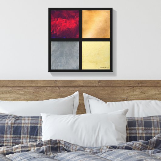 Vier vierkantjes 001 canvas afdruk (Insitu (Slaapkamer))