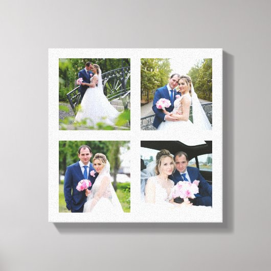 Vier vierkantsweddenschappen Foto Collage White.75 Canvas Afdruk (Voorkant)