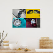 Vier Vintage Cars-Poster Poster (Keuken)