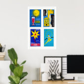 Vier Vintage Luciferdoosjeslabels Mid-Century Luci Poster (Thuiskantoor)