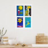 Vier Vintage Luciferdoosjeslabels Mid-Century Luci Poster (Keuken)