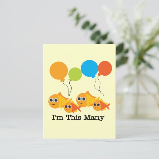 Vier Vissen Ik ben Dit Vele Tshirts en Geschenken Briefkaart (Staand voorkant)