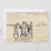 Vier visvrouwen op het strand | Winslow Homer (Voorkant)