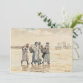 Vier visvrouwen op het strand | Winslow Homer (Staand voorkant)