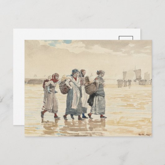 Vier visvrouwen op het strand | Winslow Homer Briefkaart (Voorkant / Achterkant)