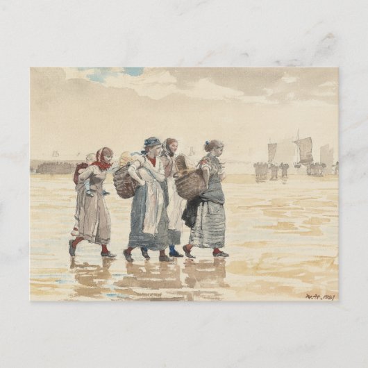 Vier visvrouwen op het strand | Winslow Homer Briefkaart (Voorkant)