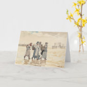 Vier visvrouwen op het strand | Winslow Homer Kaart (Gele Bloem)