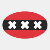 VIER Vlag van Amsterdam Ovale Sticker (Voorkant)