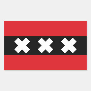 VIER Vlag van Amsterdam Rechthoekige Sticker