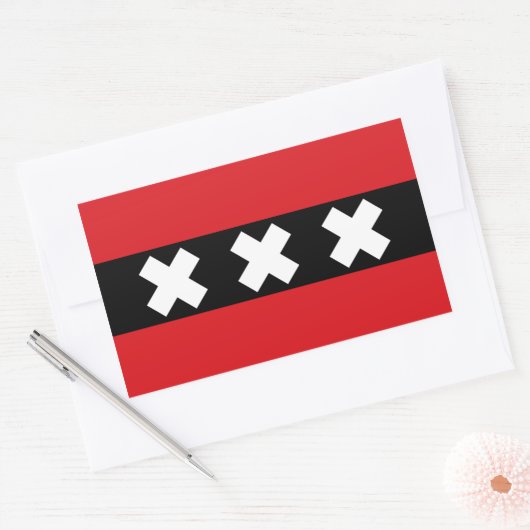 VIER Vlag van Amsterdam Rechthoekige Sticker (Envelop)