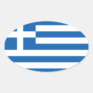 VIER Vlag van Griekenland "ΕΛΛΑ " Ovale Sticker