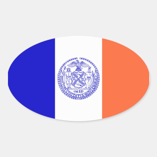 VIER Vlag van New York City Ovale Sticker (Voorkant)