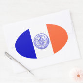 VIER Vlag van New York City Ovale Sticker (Envelop)