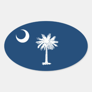 VIER vlag van South Carolina Ovale Sticker