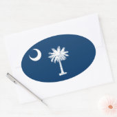 VIER vlag van South Carolina Ovale Sticker (Envelop)