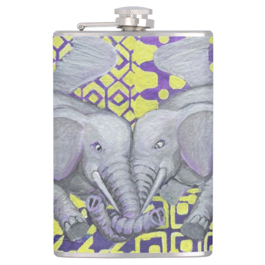 Vier vleugels-olifanten- heupfles (Voorkant)