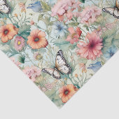 Vier Vlinders op Bloemen Patroon Decoupage Tissuepapier (Detail)