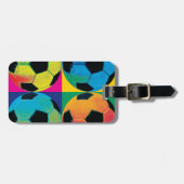 Vier Voetballen in verschillende kleuren Bagagelabel (Voorkant horizontaal)