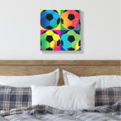 Vier Voetballen in verschillende kleuren Canvas Afdruk (Insitu (Slaapkamer))