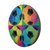 Vier Voetballen in verschillende kleuren Dartbord (Voorkant Rechts)