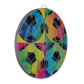 Vier Voetballen in verschillende kleuren Dartbord (Voorkant Links)