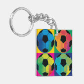 Vier Voetballen in verschillende kleuren Sleutelhanger (Voorkant Links)