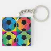 Vier Voetballen in verschillende kleuren Sleutelhanger (Achterkant)