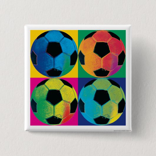 Vier Voetballen in verschillende kleuren Vierkante Button 5,1 Cm (Voorkant)