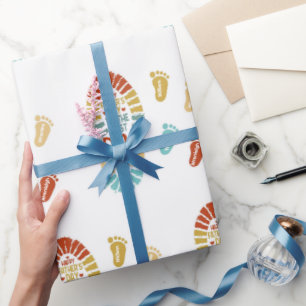 Vier voetstappen Vaderdag-cadeauverpakking Cadeaupapier