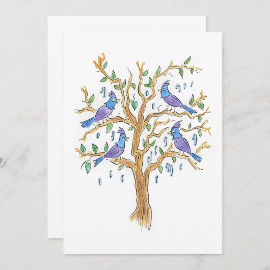 Vier Vogels Die Roepen Kaart (Voorkant / Achterkant)