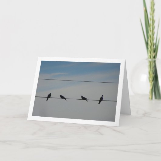 Vier Vogels op een draad Kaart (Voorkant)