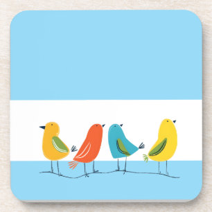 Vier vogels op een takje bier onderzetter