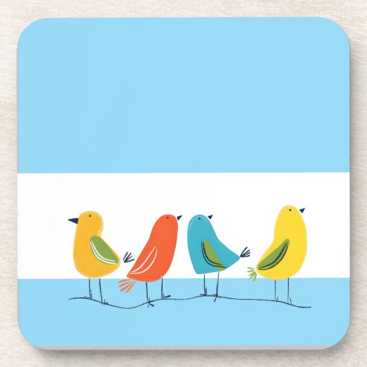 Vier vogels op een takje bier onderzetter (Voorkant)