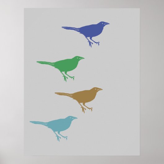 Vier vogels poster (Voorkant)