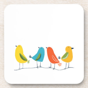 Vier vogels van verschillende veren komen samen bier onderzetter