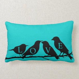 Vier Vogels Zittend op een Tak Kussen