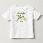 Vier voor altijd wilde dinosaurusjongens 4e verjaa kinder shirts (Voorkant)