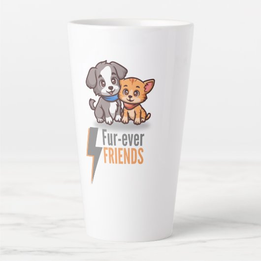Vier vrienden ooit - Schattige Dog & Cat Besties T Latte Mok (Voorkant)