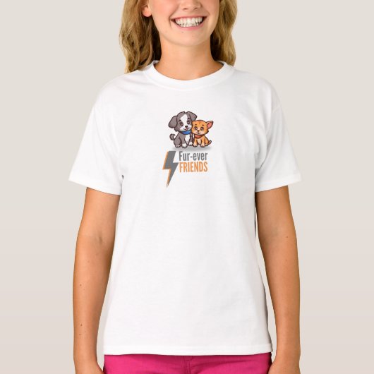 Vier vrienden ooit - Schattige Dog & Cat Besties T T-shirt (Voorkant)
