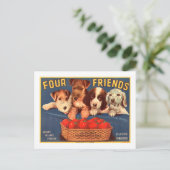 Vier Vrienden  Tomatenkistje Label Dogs Briefkaart (Staand voorkant)