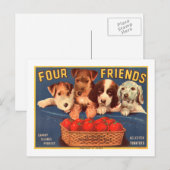 Vier Vrienden  Tomatenkistje Label Dogs Briefkaart (Voorkant / Achterkant)
