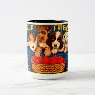 Vier Vrienden  Tomatenkistje Label Dogs Tweekleurige Koffiemok