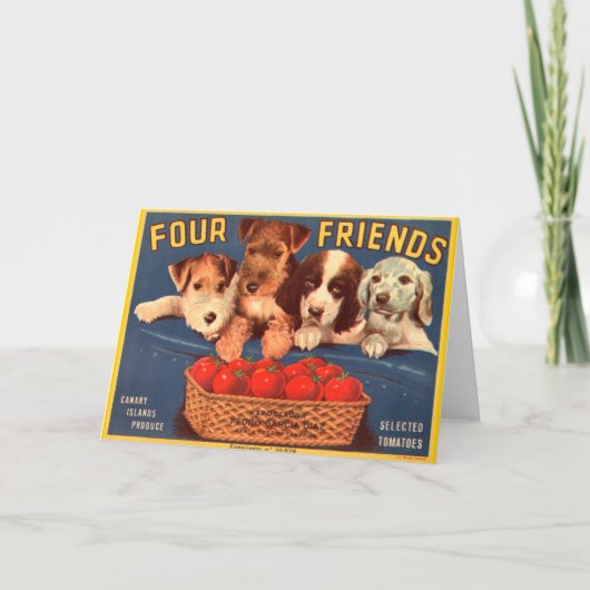 Vier vrienden  Tomato Crate Label Kaart (Voorkant)