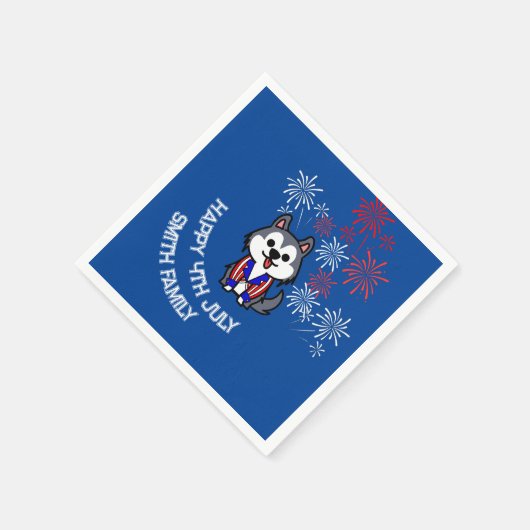 Vier vrijheid - Cartoon hond - 4 juli Servet (Hoek)