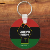 VIER VRIJHEID Christelijk Juneteenth Sleutelhanger (Voorkant)