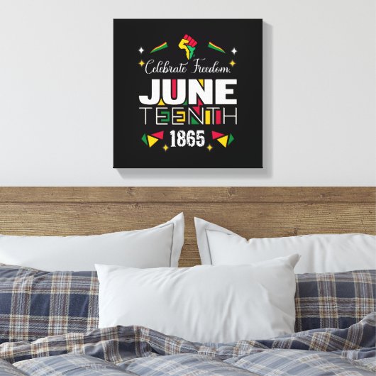 Vier Vrijheid JUNETEEENTH 1865 Zwarte Geschiedenis Canvas Afdruk (Insitu (Slaapkamer))
